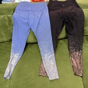 2x Beyond Yoga Alloy Ombre High Waisted Midi Yoga Leggings XL light blue & black